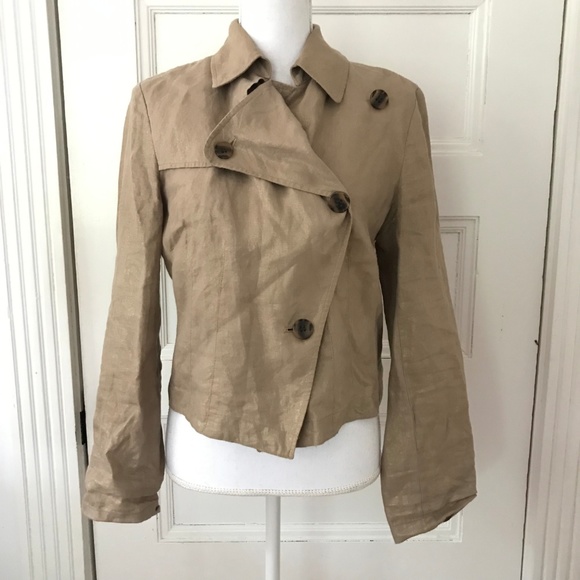 Alfani Gold Metallic Linen Crop Jacket - Picture 2 of 5